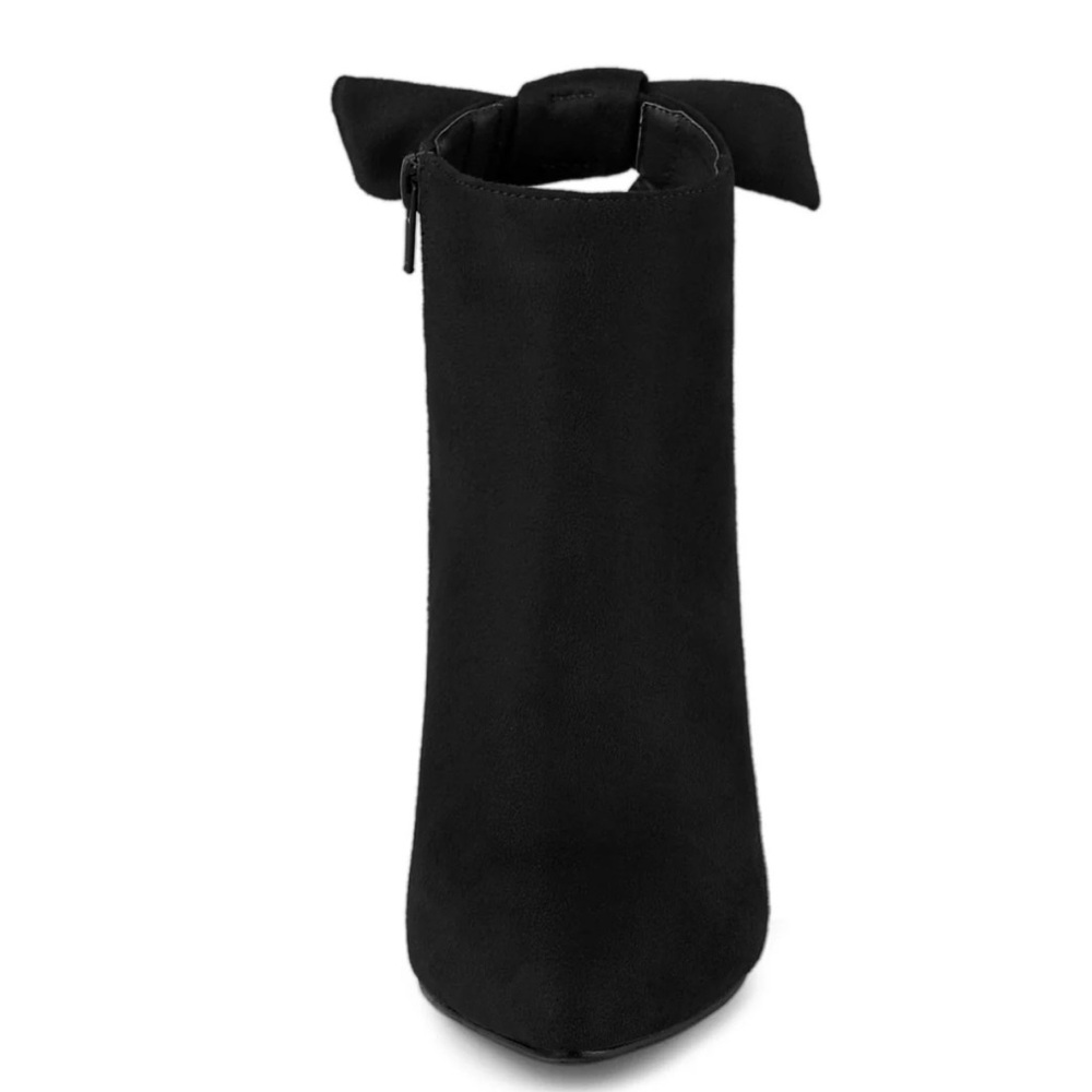 Allegra K Black Ankle Booties with Pointed Toe and High Heel - Picture 3 of 5